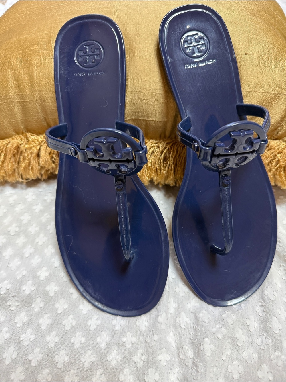 Tory Burch Mini Miller Jelly Thong Sandals Blue - Picture 3 of 11